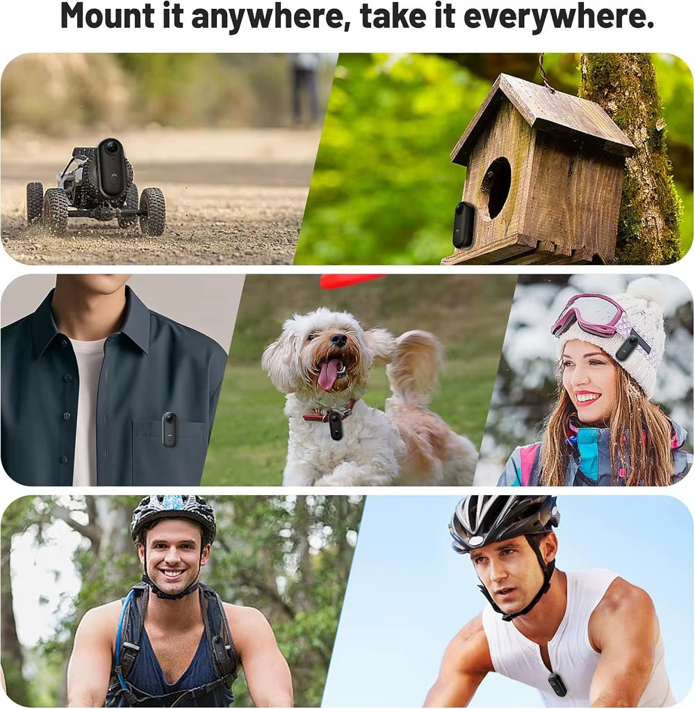 4K HD Outdoor Magnetic POV Camera 30FPS Mini Pet Vlogging Collar Camera for Cats Dogs Wireless Back Clip Mount Necklace Bodycam