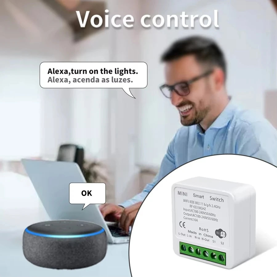 1/2/3Gang Wall Switch RF 433Mhz Wireless Light Switch Tuya Smart Wifi Switch Smart Life APP Voice Control with Alexa Google Home