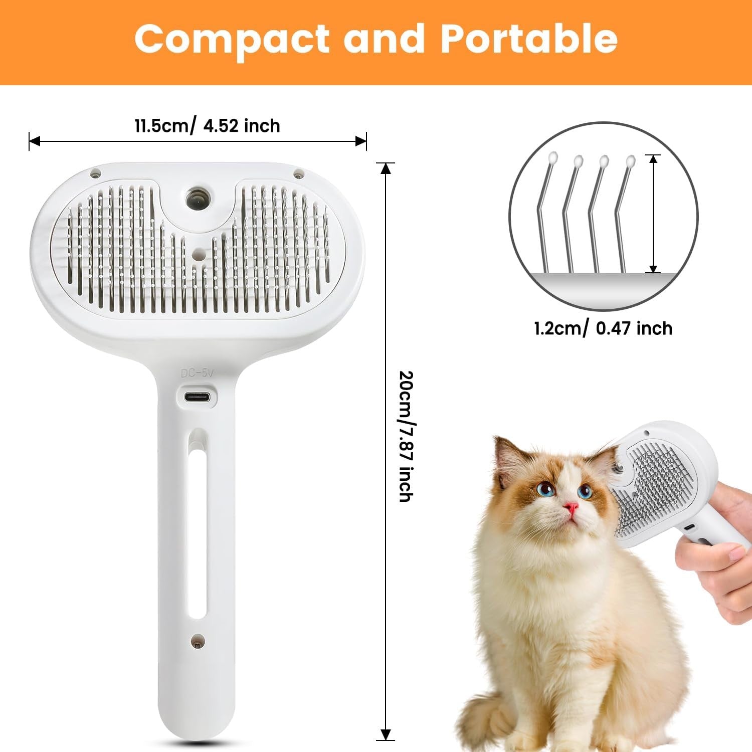 3 in 1 Cat Steam Brush Pet Steam Brush for Cat Dog Long Short Haired Pet Comb