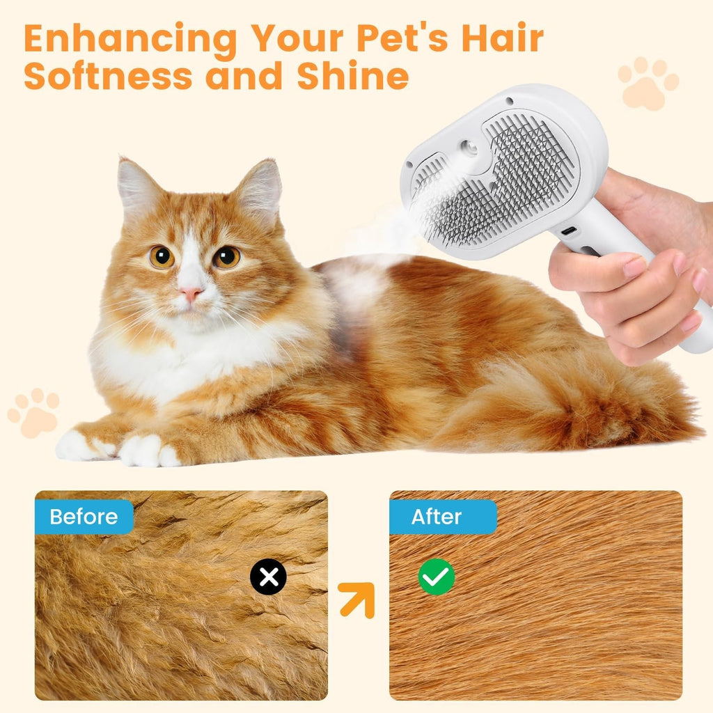 3 in 1 Cat Steam Brush Pet Steam Brush for Cat Dog Long Short Haired Pet Comb