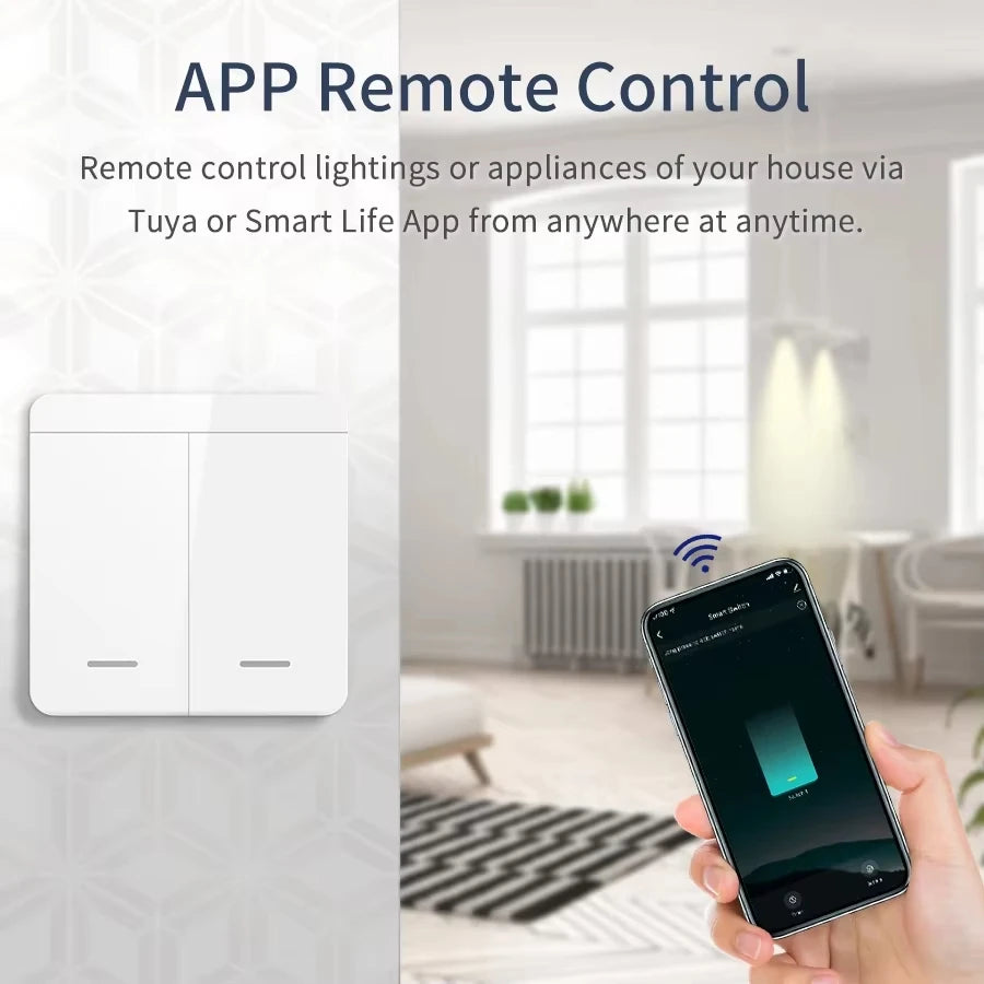 1/2/3Gang Wall Switch RF 433Mhz Wireless Light Switch Tuya Smart Wifi Switch Smart Life APP Voice Control with Alexa Google Home