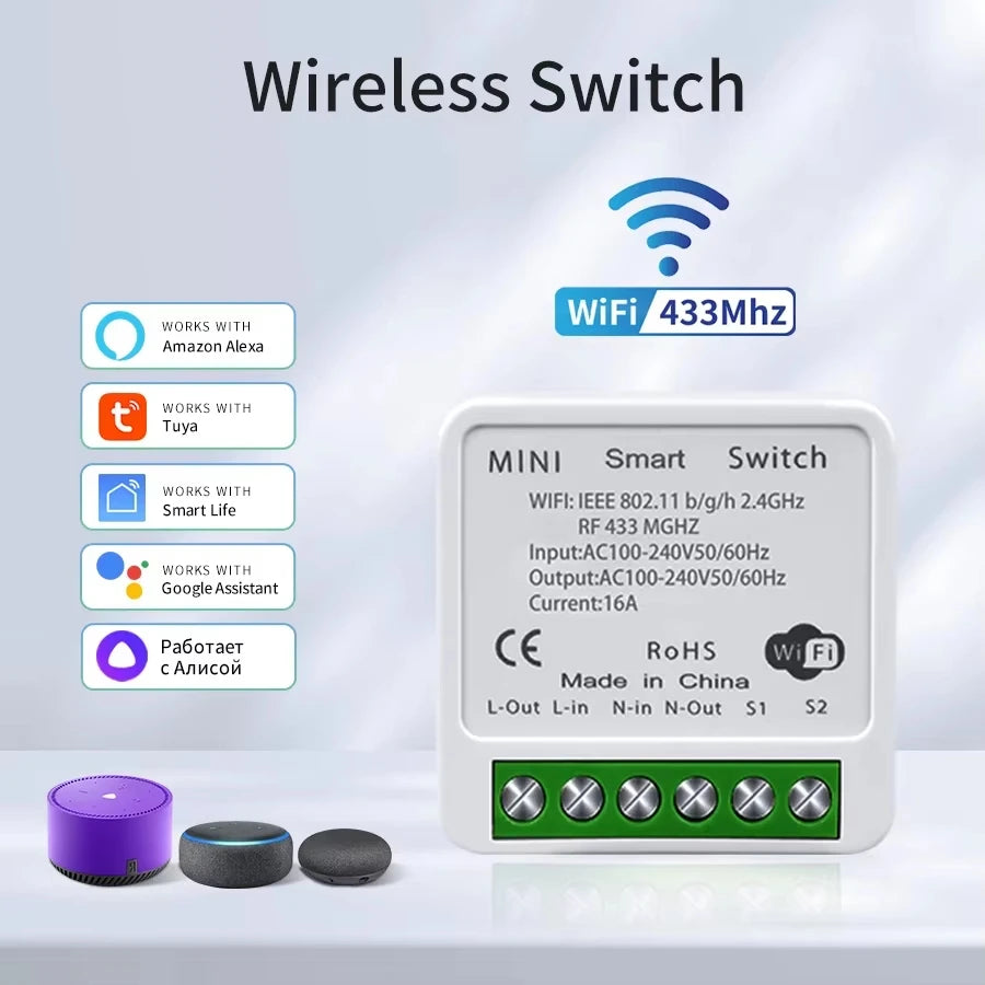 1/2/3Gang Wall Switch RF 433Mhz Wireless Light Switch Tuya Smart Wifi Switch Smart Life APP Voice Control with Alexa Google Home